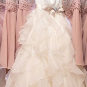 Elegant Paloma Blanca style 4363 Cream Ruffled wedding Dress